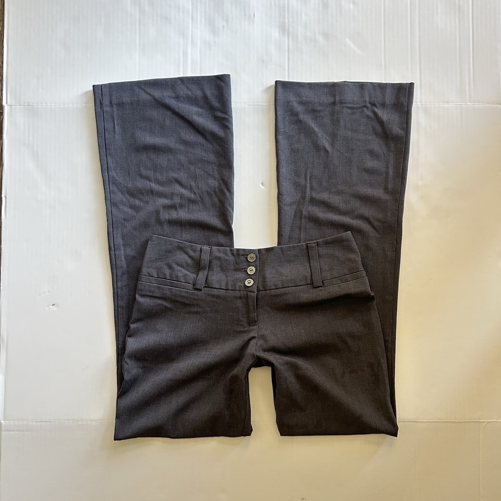 2000s Low Rise Flared Trousers Button Detail Office Siren Y2K Preppy Parisian